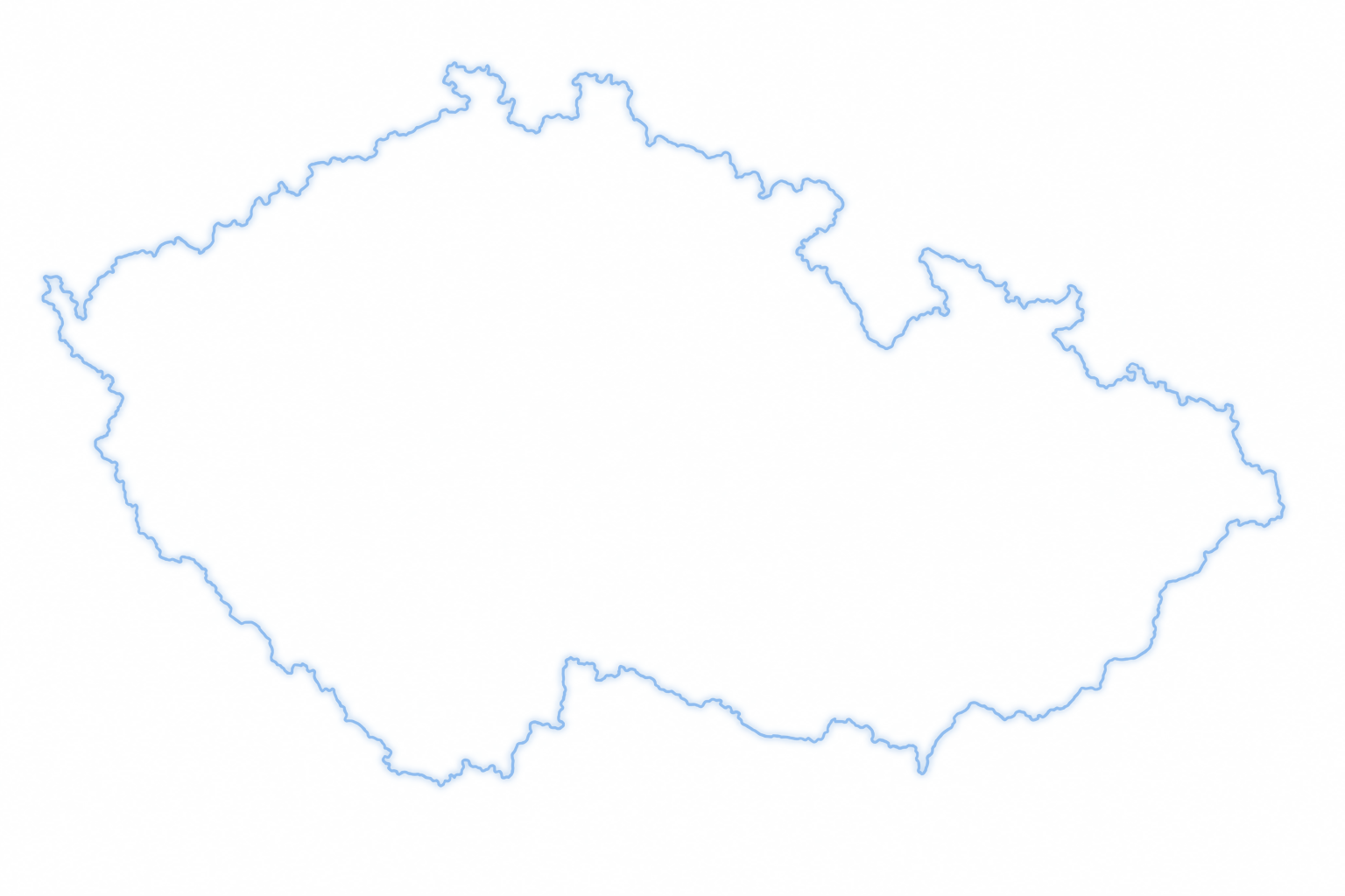 Mapa České republiky — místa, kam vyjíždíme